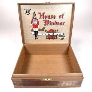Vintage 1950's House of Windsor Palmas Wooden Cigar Box 15¢ Empty Cedar Tobacco
